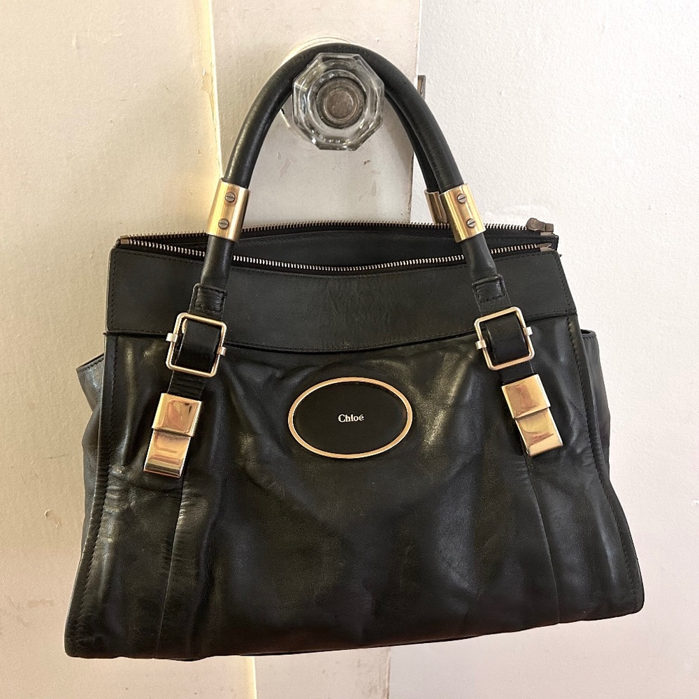 Chloe “Victoria” handbag, beautiful black leather tote